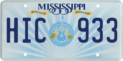 MS license plate HIC933