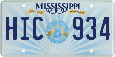 MS license plate HIC934