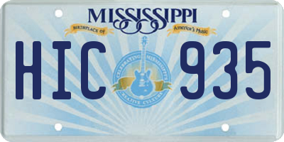 MS license plate HIC935