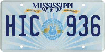 MS license plate HIC936