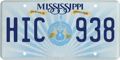 MS license plate HIC938
