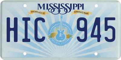 MS license plate HIC945