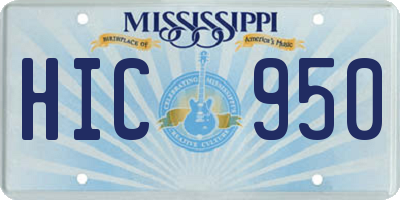 MS license plate HIC950