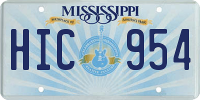 MS license plate HIC954