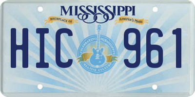 MS license plate HIC961