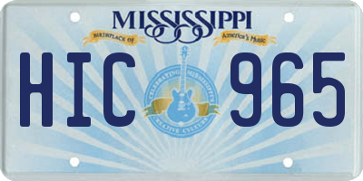 MS license plate HIC965