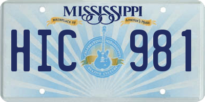 MS license plate HIC981