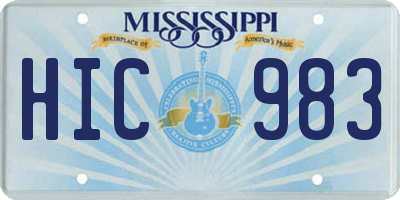 MS license plate HIC983