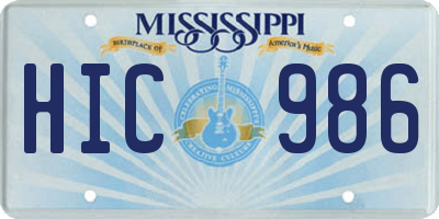 MS license plate HIC986