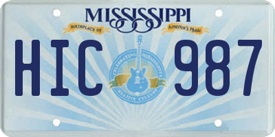 MS license plate HIC987