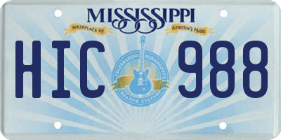 MS license plate HIC988