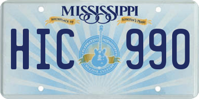 MS license plate HIC990