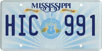 MS license plate HIC991