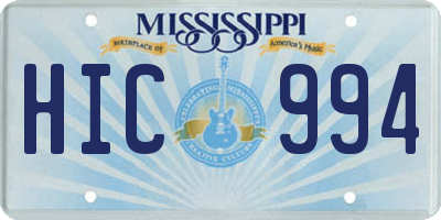 MS license plate HIC994