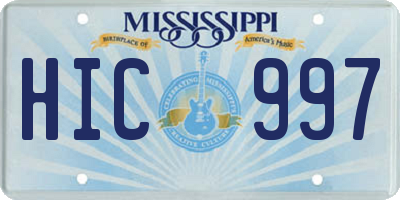 MS license plate HIC997