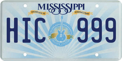 MS license plate HIC999