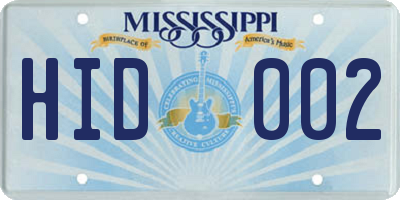 MS license plate HID002