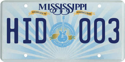 MS license plate HID003