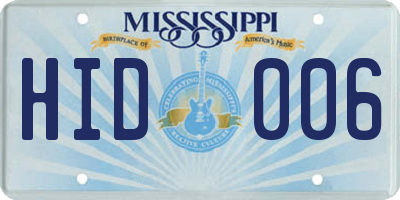 MS license plate HID006