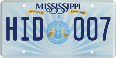 MS license plate HID007
