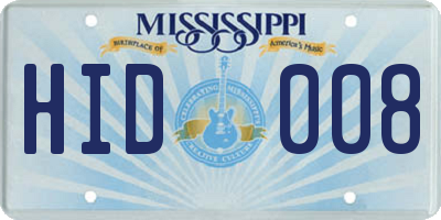 MS license plate HID008