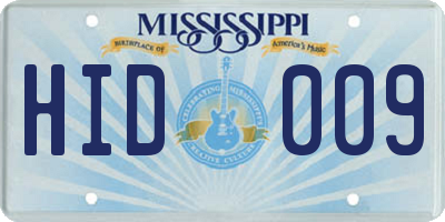 MS license plate HID009