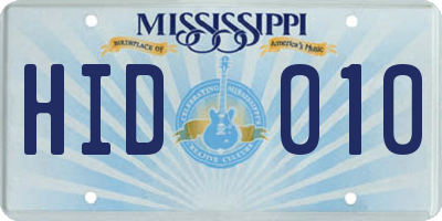 MS license plate HID010