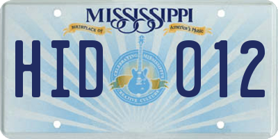 MS license plate HID012