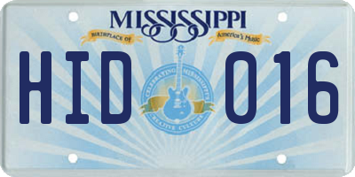 MS license plate HID016