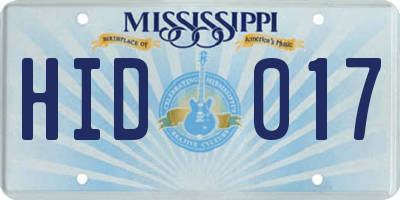 MS license plate HID017