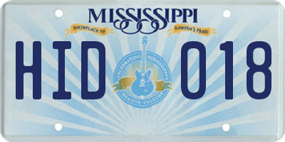 MS license plate HID018