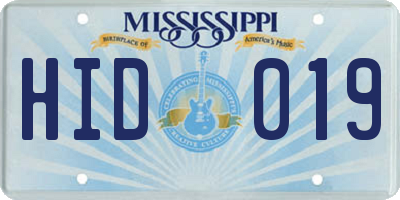MS license plate HID019
