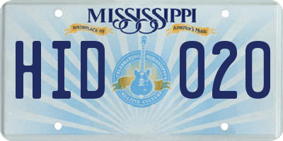 MS license plate HID020