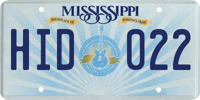MS license plate HID022