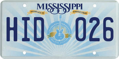 MS license plate HID026