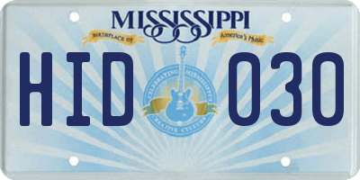 MS license plate HID030