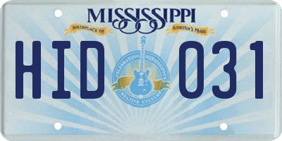 MS license plate HID031