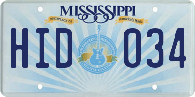 MS license plate HID034