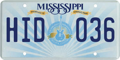 MS license plate HID036
