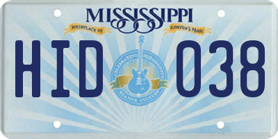 MS license plate HID038
