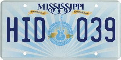 MS license plate HID039
