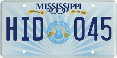 MS license plate HID045