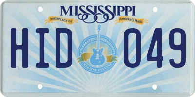 MS license plate HID049