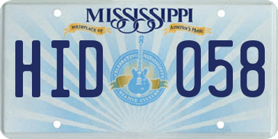 MS license plate HID058