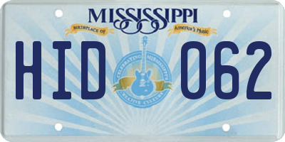 MS license plate HID062
