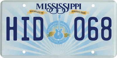 MS license plate HID068