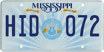 MS license plate HID072