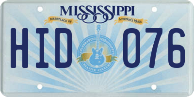MS license plate HID076