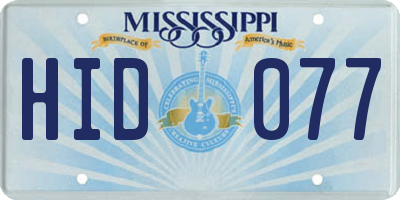 MS license plate HID077