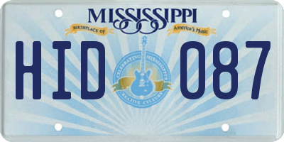 MS license plate HID087